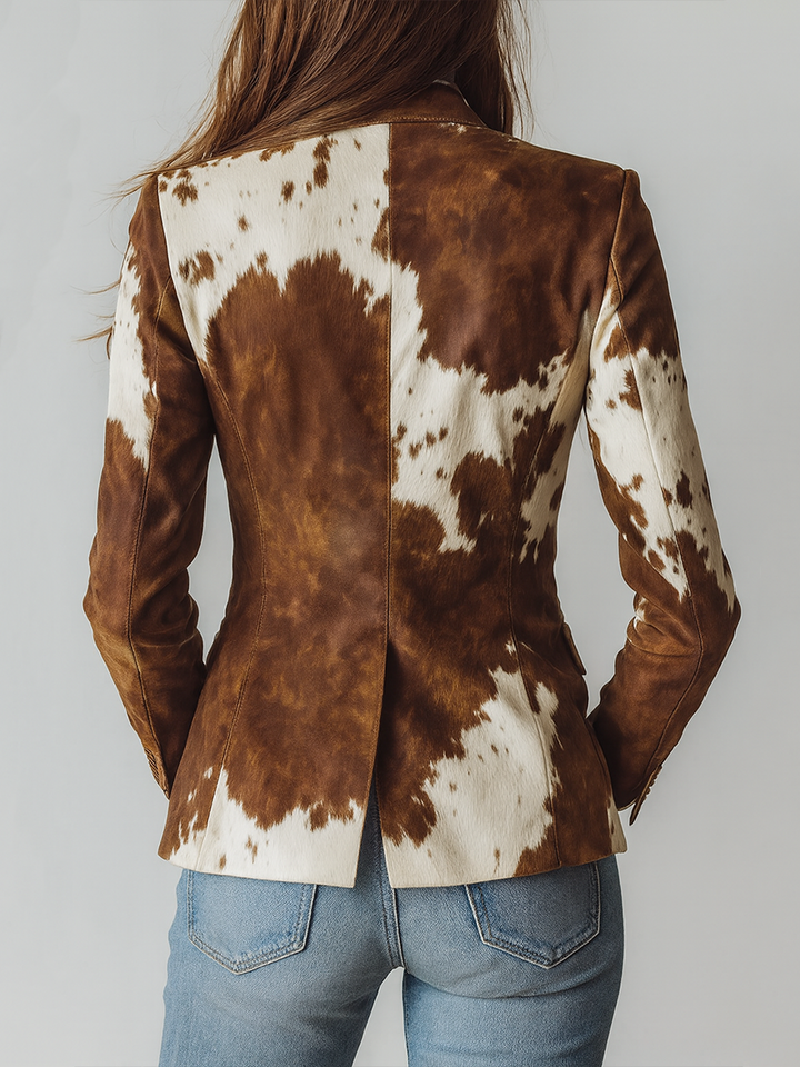Agata | Blazer Vintage Stampa Vacca Eco-Sostenibile