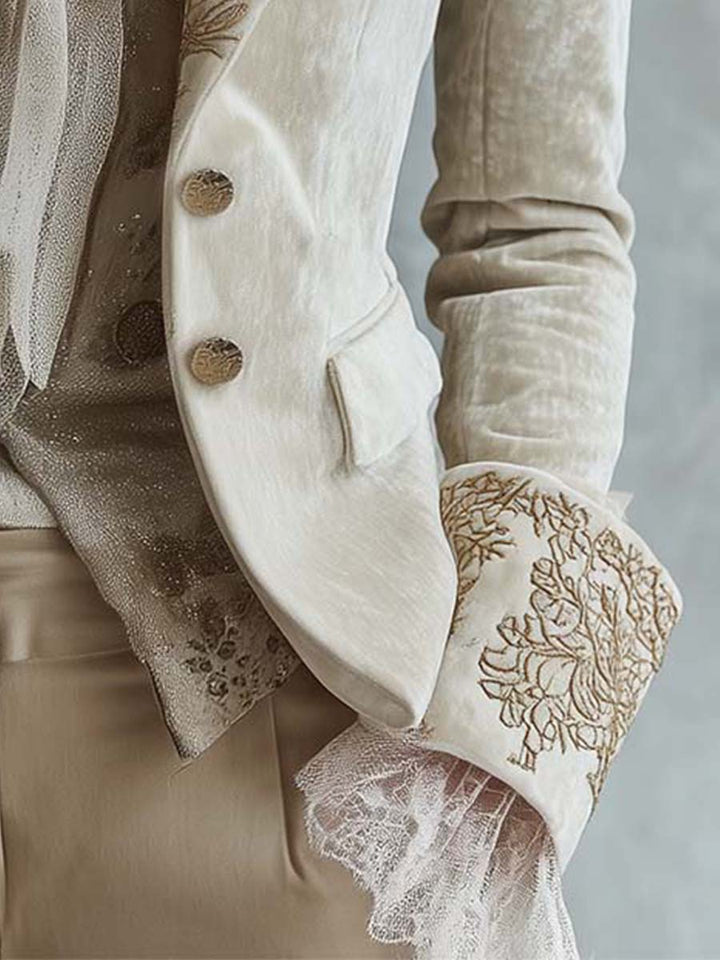 Costanza | Blazer Avorio Ricamato Sartoriale