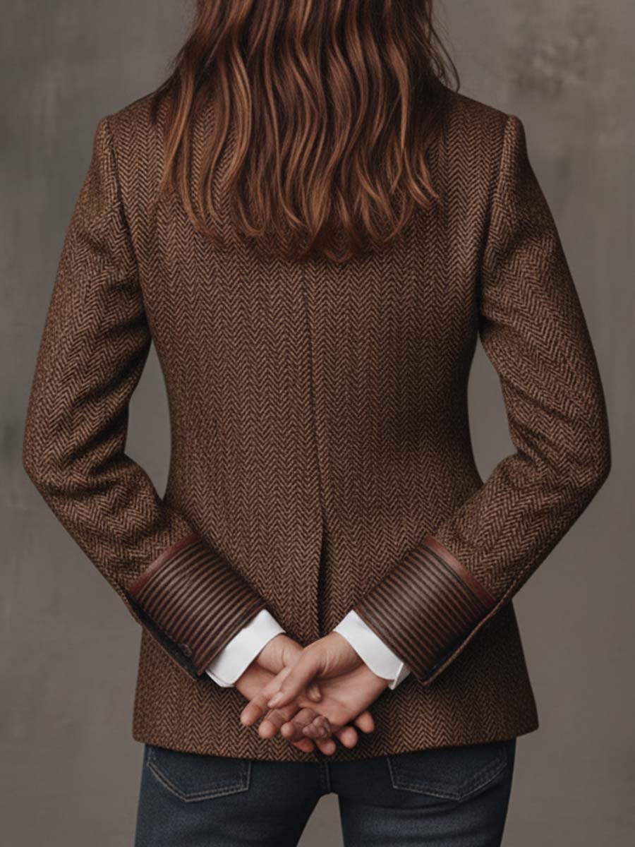 Gisella | Blazer con Pannelli Stampa a Spina di Pesce
