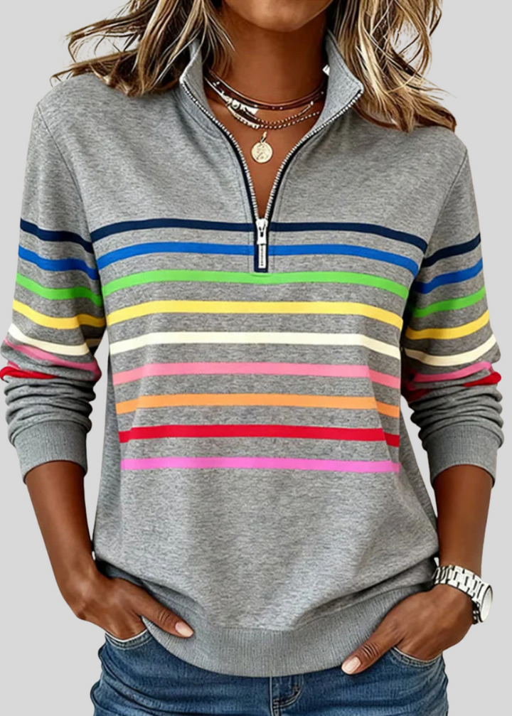 CHARLOTTE | Felpa con zip a mezza lunghezza e strisce multicolori