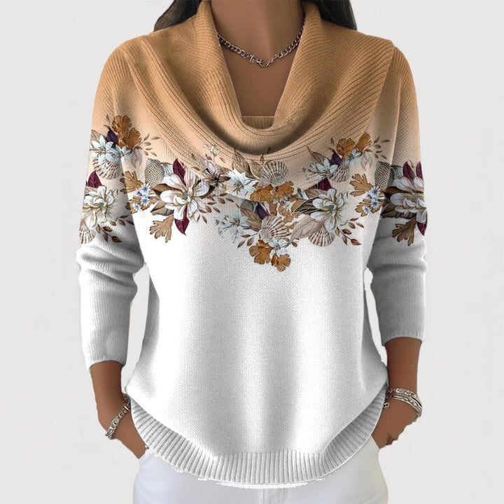 Aurora | Maglione Floral con Collo Alto