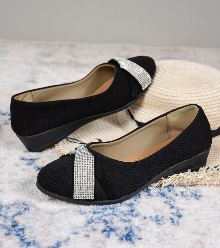 Marzia | scarpe ortopediche con zeppa leggera e strass