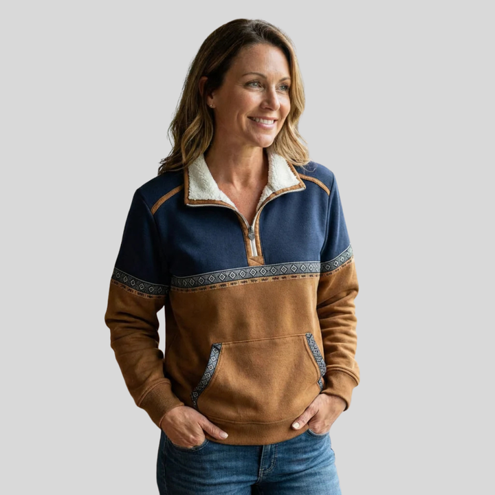 AMELIA | Pullover con mezza zip e colletto in sherpa