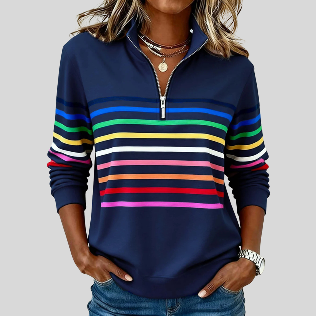 CHARLOTTE | Felpa con zip a 1/4 con strisce multicolori