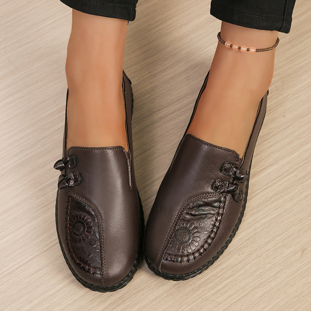 Carmen™ | Mocassini in Pelle Confortevoli con Ricamo Floreale