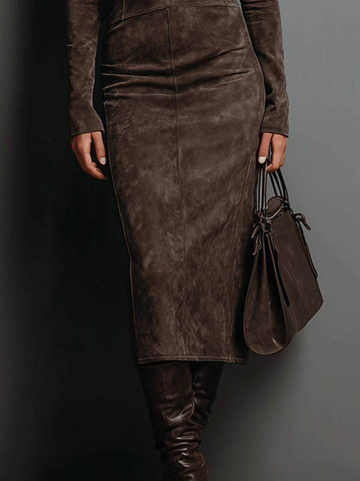 Lorena | Abito Midi Lungo Marrone