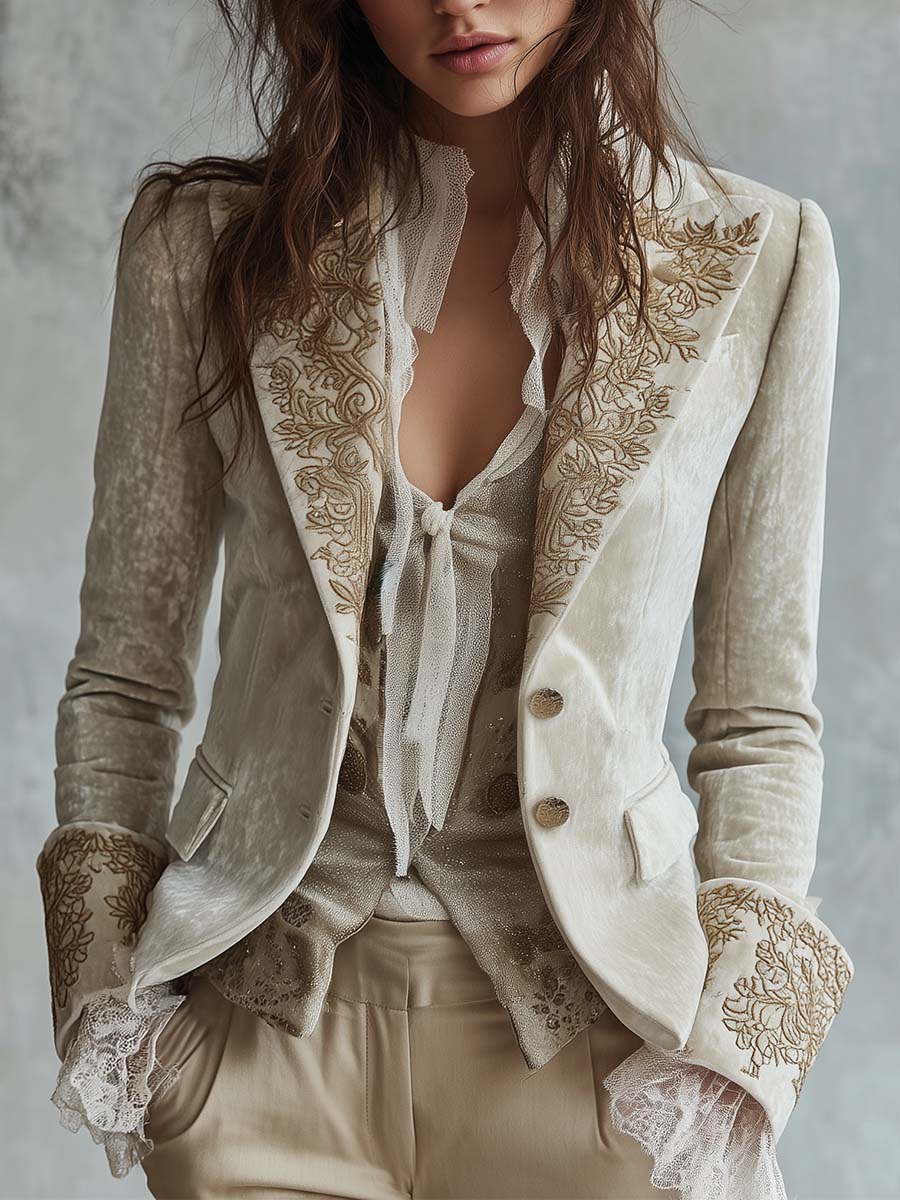Costanza | Blazer Avorio Ricamato Sartoriale