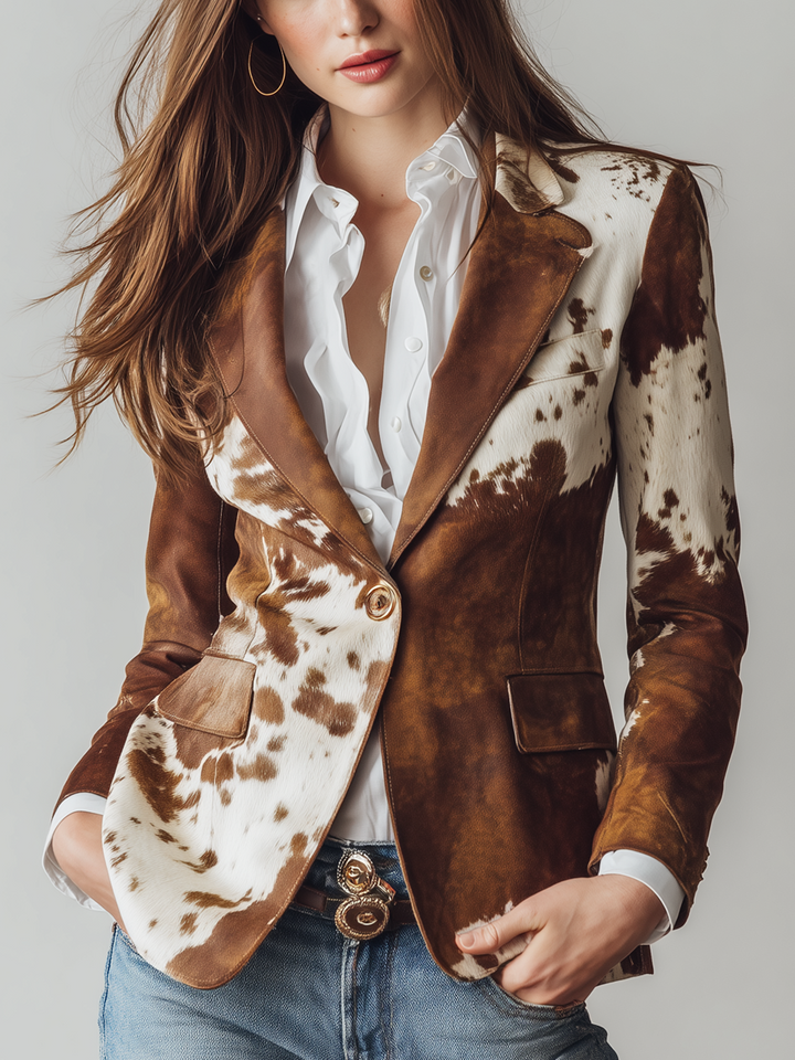 Agata | Blazer Vintage Stampa Vacca Eco-Sostenibile