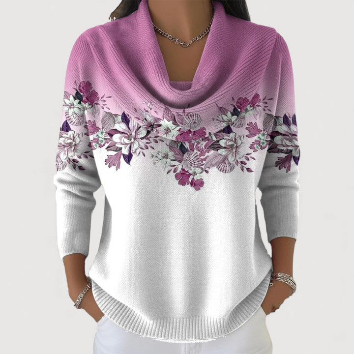 Aurora | Maglione Floral con Collo Alto