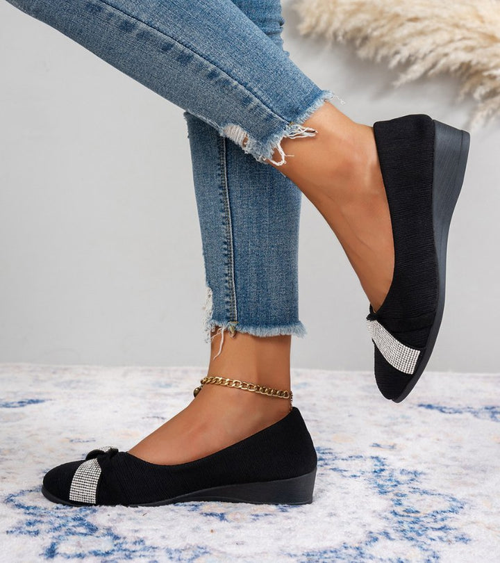 Marzia | scarpe ortopediche con zeppa leggera e strass