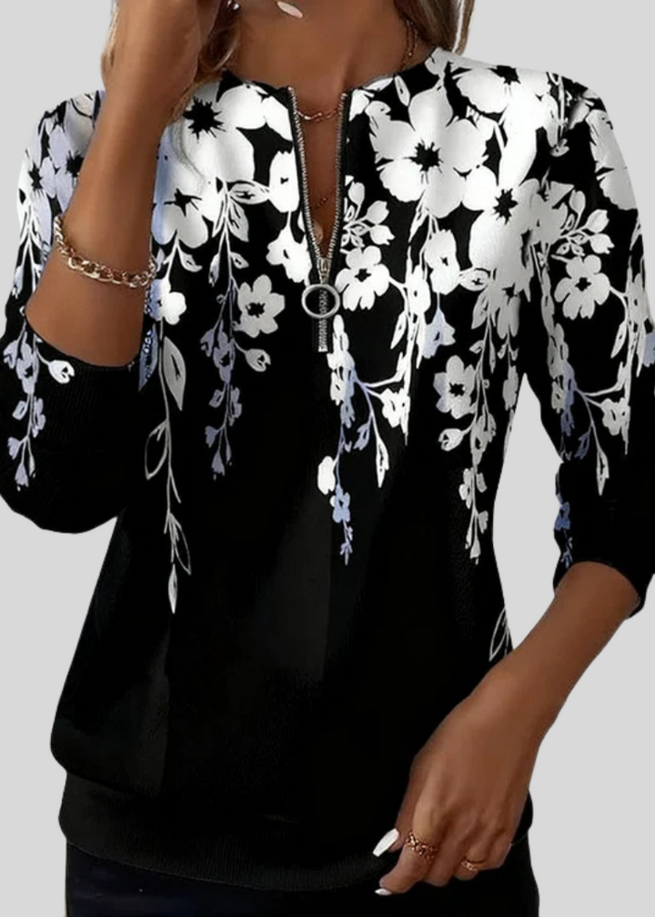 MACY | Felpa con zip floreale
