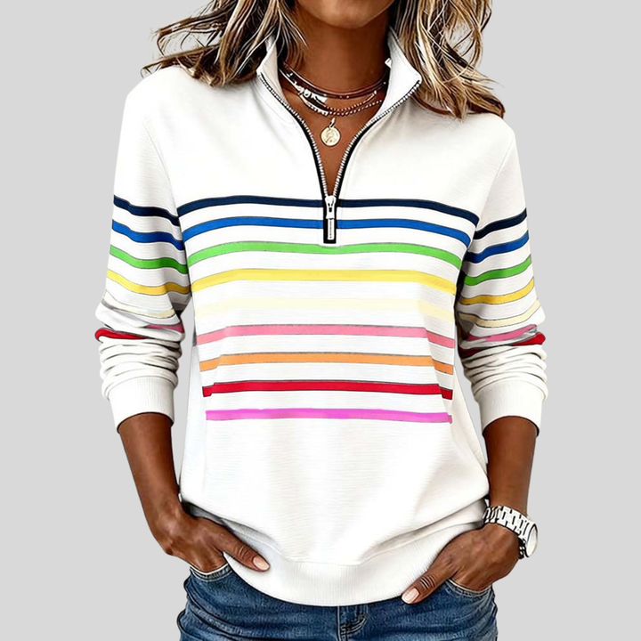 CHARLOTTE | Felpa con zip a 1/4 con strisce multicolori