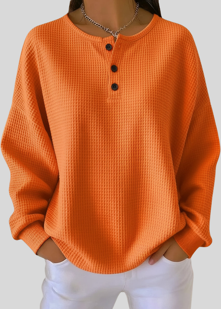 GIUGNO | Felpa Henley con texture a nido d'ape