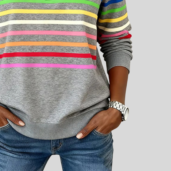 CHARLOTTE | Felpa con zip a mezza lunghezza e strisce multicolori