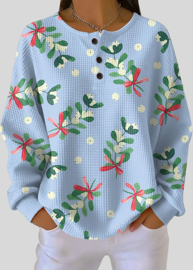AVERY | Felpa con stampa natalizia a maglia waffle