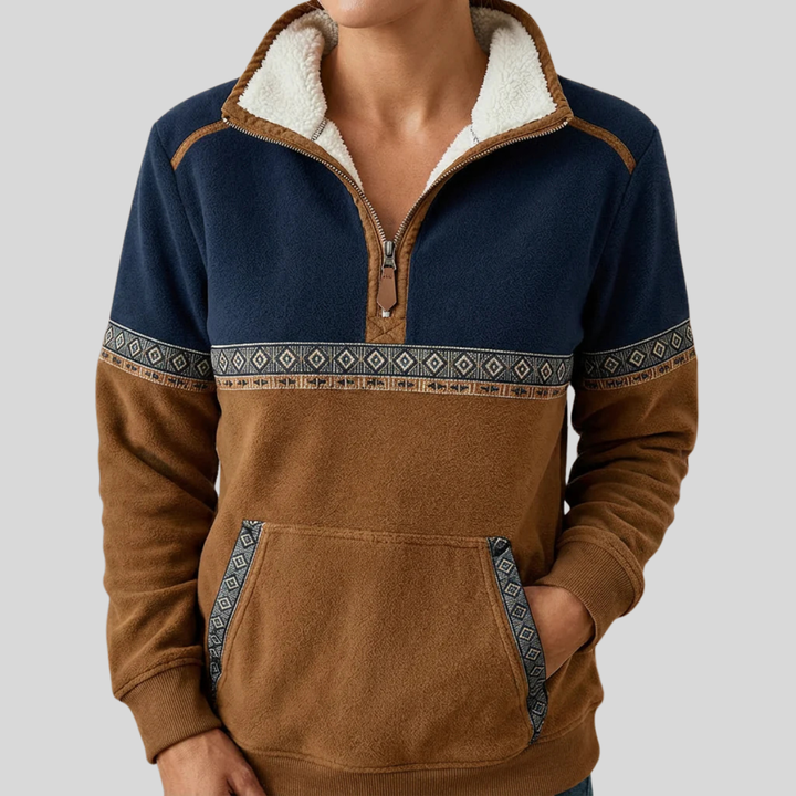 AMELIA | Pullover con mezza zip e colletto in sherpa