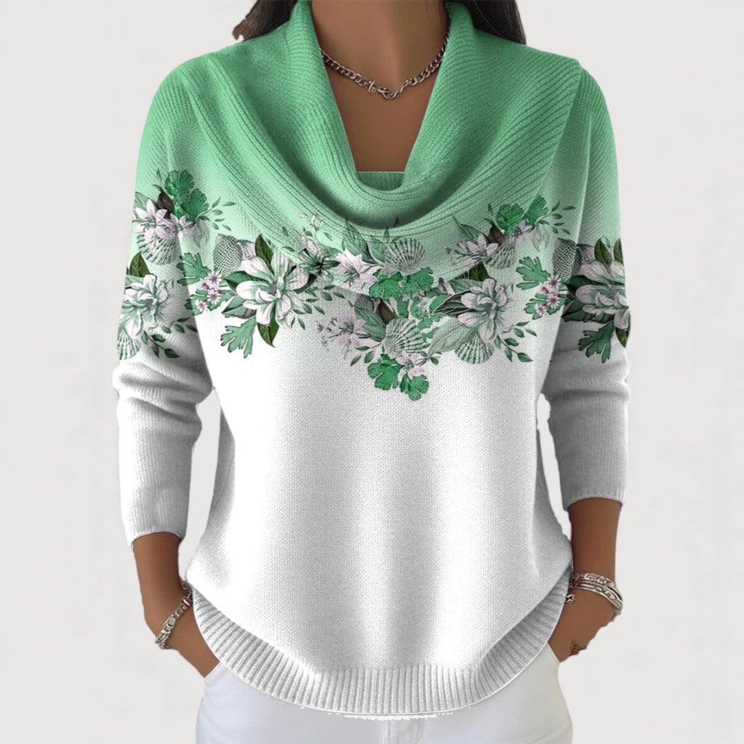 Aurora | Maglione Floral con Collo Alto