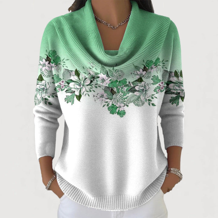 Aurora | Maglione Floral con Collo Alto