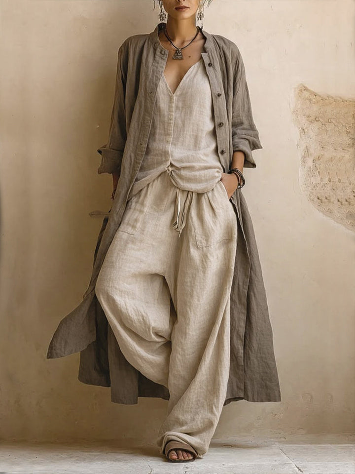 Rebecca | Completo 3 Pezzi Bohémien con Cardigan Lungo
