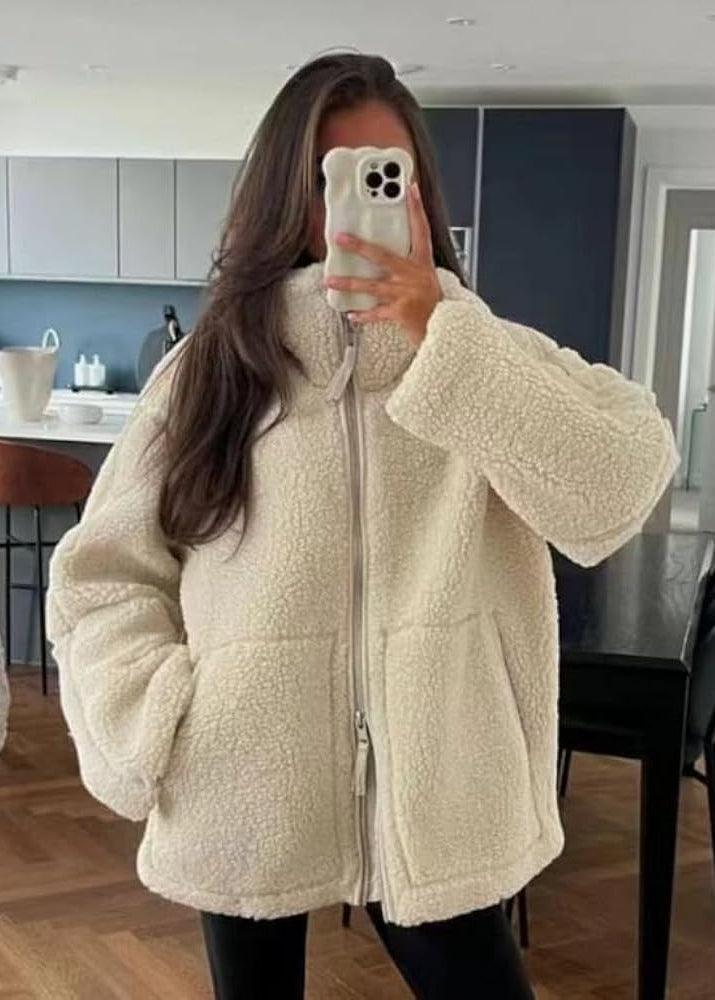 CORA | Giacca teddy oversize con colletto alto