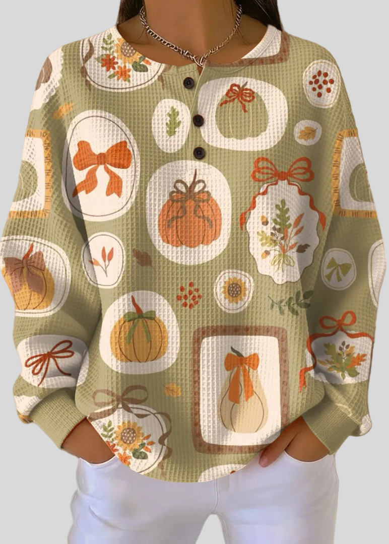 HANNAH | Felpa con stampa di zucca e fiocco