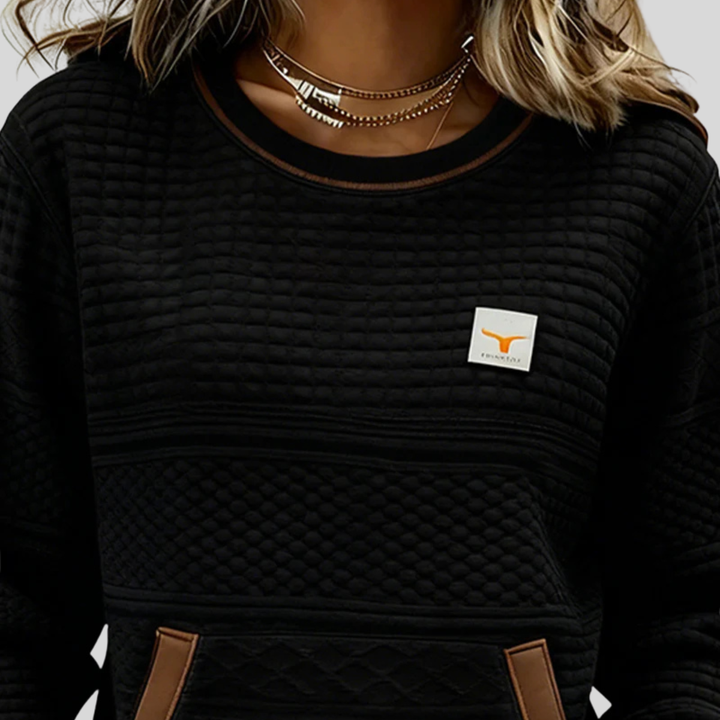 ELLA | Felpa color block con tasca a marsupio