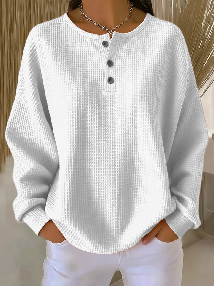 Bregje | Accogliente felpa Henley con struttura a nido d'ape