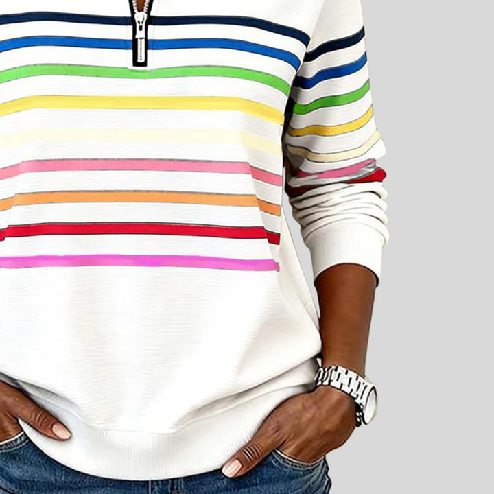 CHARLOTTE | Felpa con zip a 1/4 con strisce multicolori