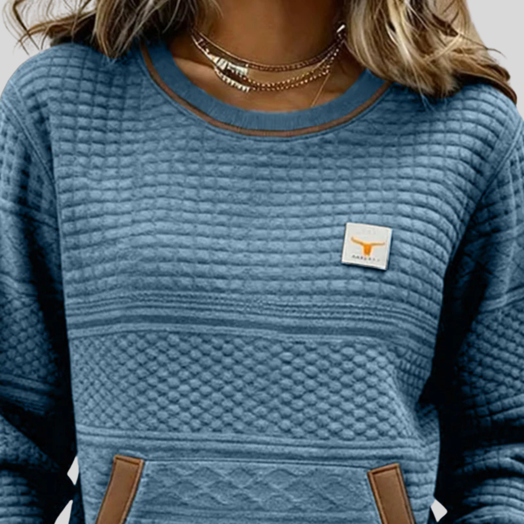ELLA | Felpa color block con tasca a marsupio