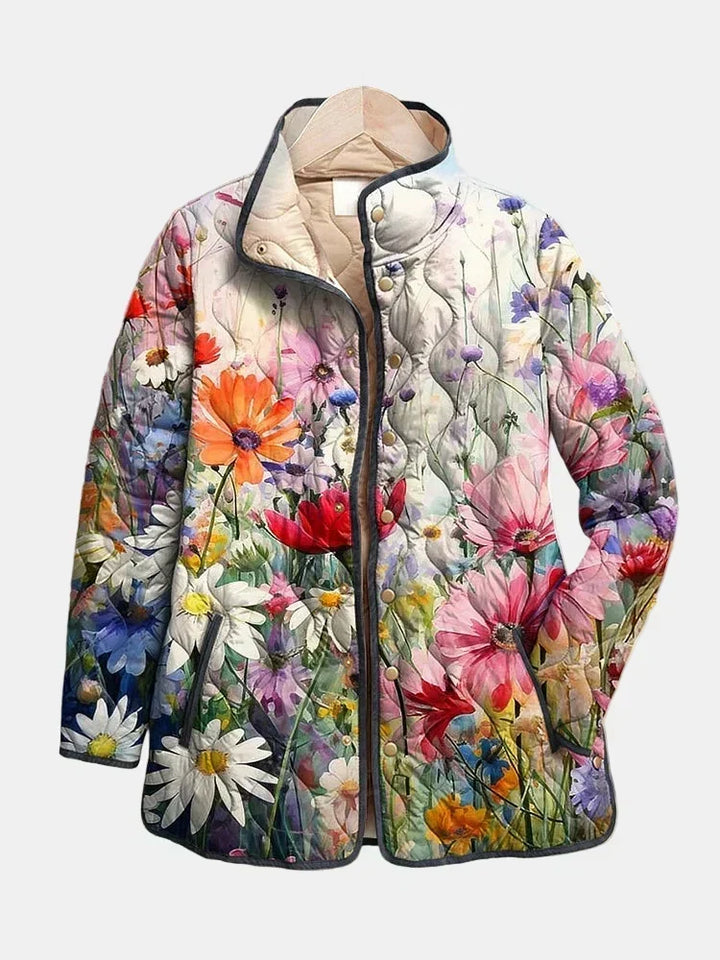 Giacca Imbottita con Fiori Selvatici