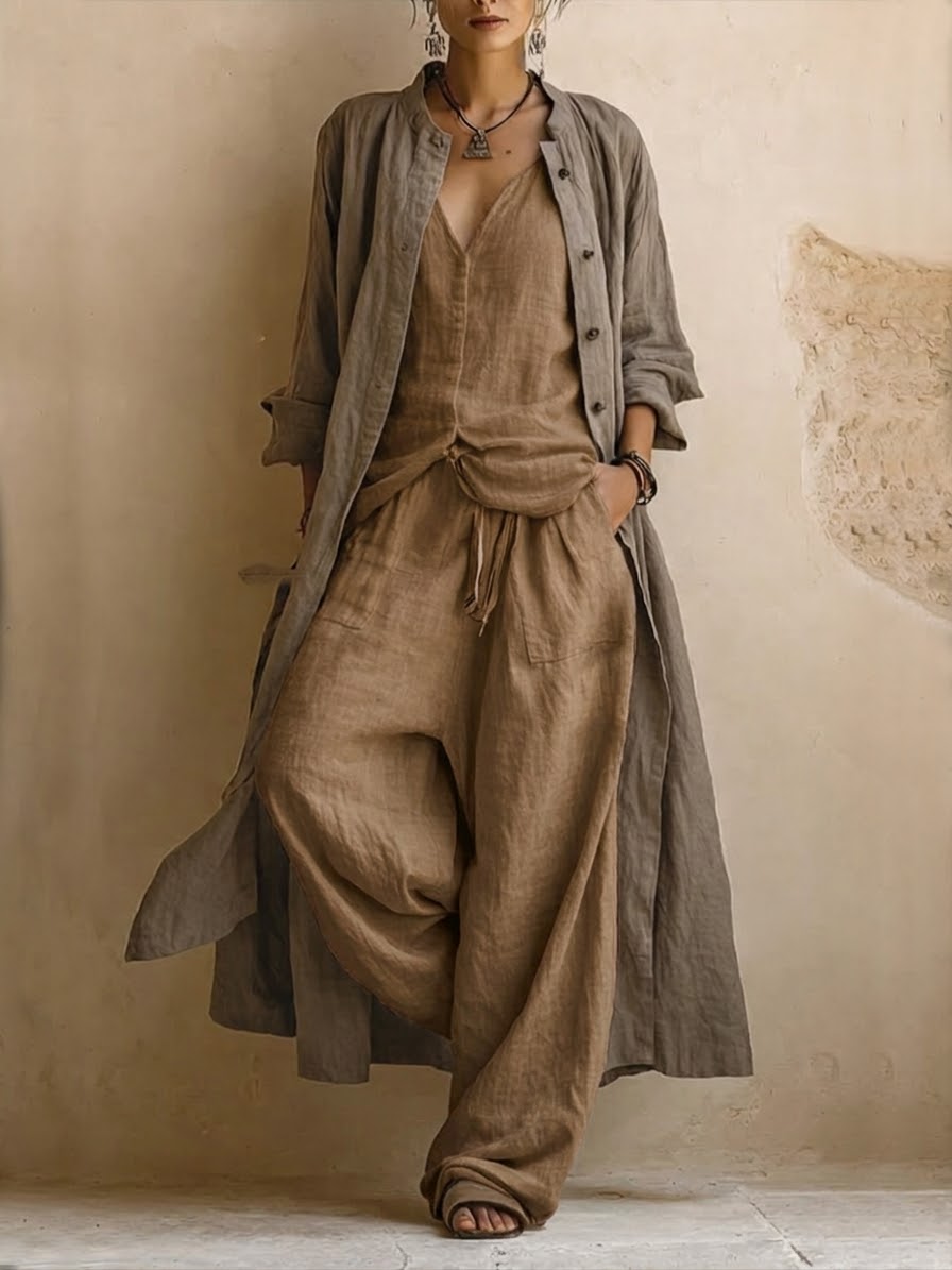 Rebecca | Completo 3 Pezzi Bohémien con Cardigan Lungo