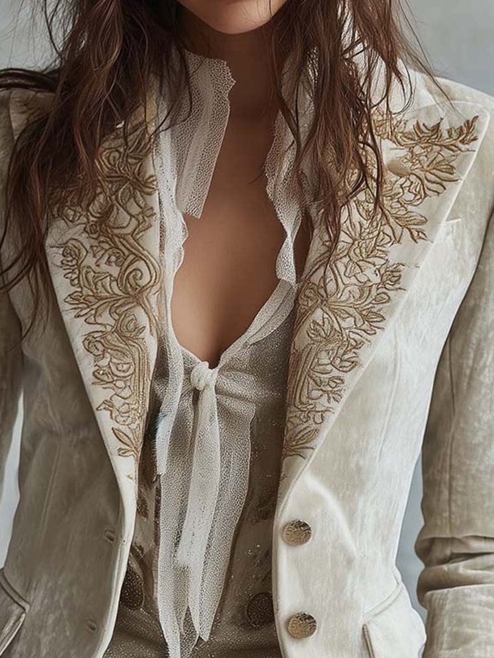 Costanza | Blazer Avorio Ricamato Sartoriale