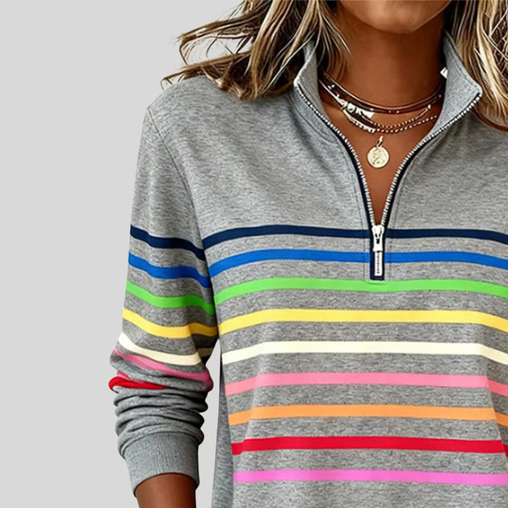 CHARLOTTE | Felpa con zip a 1/4 con strisce multicolori