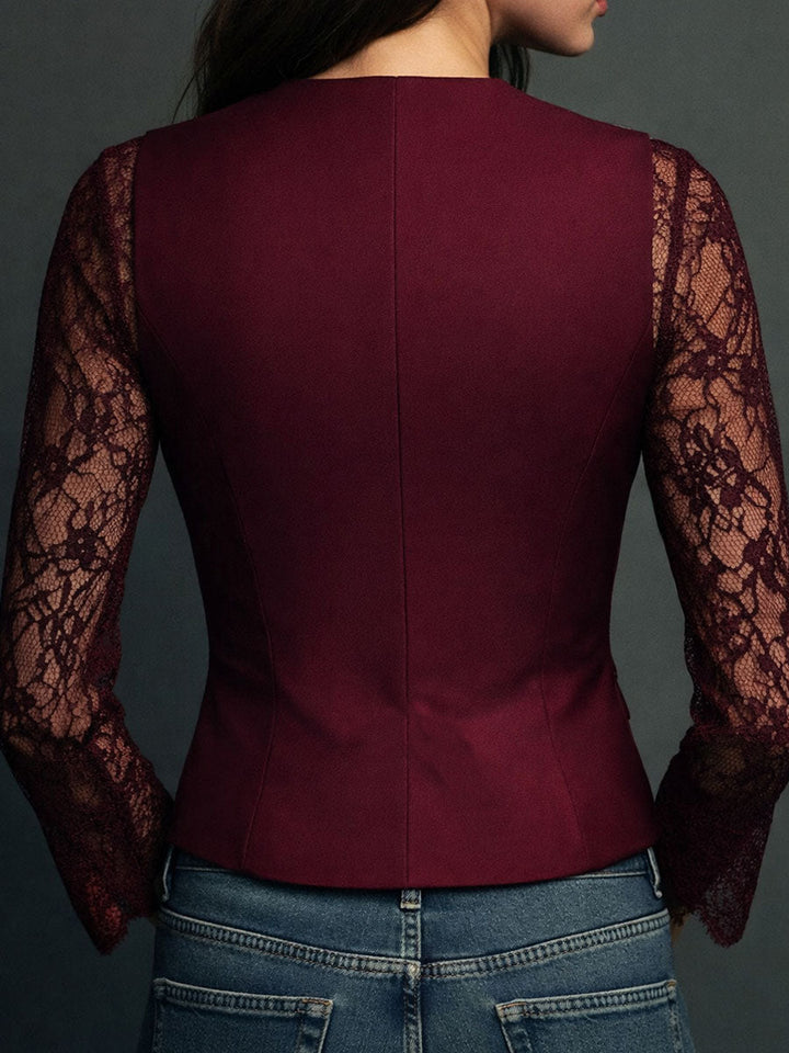 Noemi | Top Blazer Nero con Maniche Semi-Trasparenti