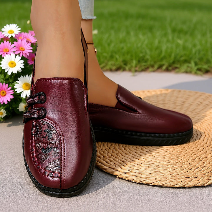 Carmen™ | Mocassini in Pelle Confortevoli con Ricamo Floreale