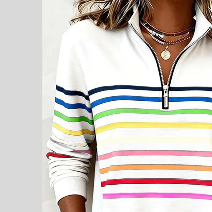 CHARLOTTE | Felpa con zip a 1/4 con strisce multicolori