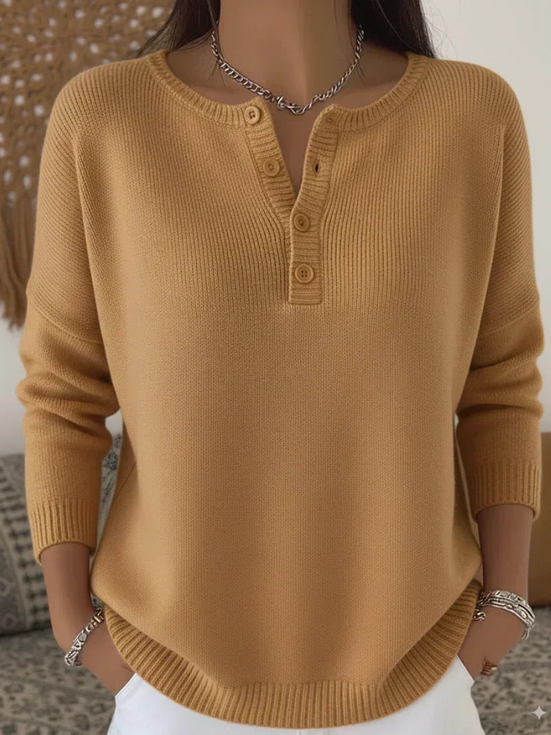 Grietje | Maglione Henley lavorato a maglia con bottoni