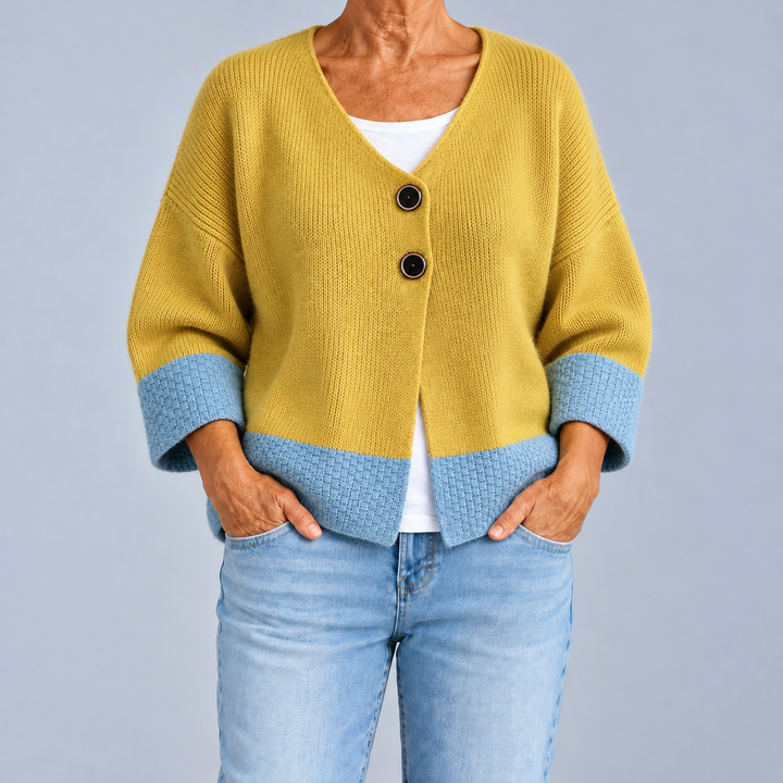 Ginevra | Cardigan Bicolore con Scollo a V