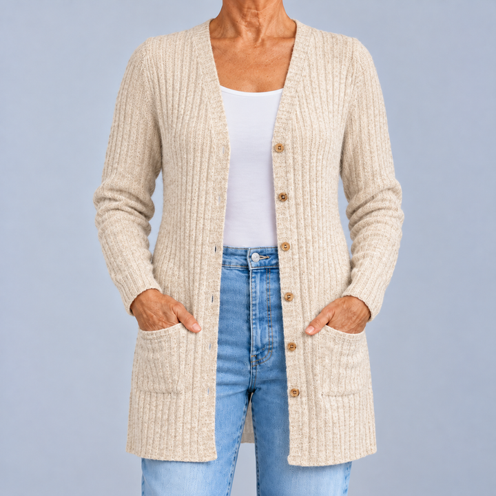 Paola | Cardigan a Coste con Scollo a V