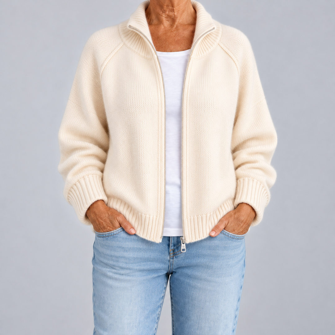 Dafne | Cardigan con Zip e Collo Alto