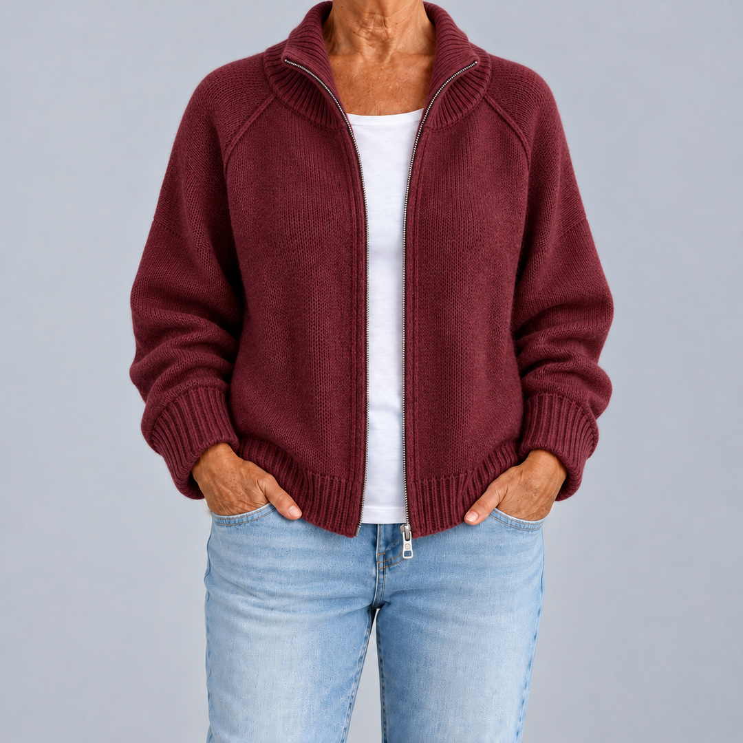 Dafne | Cardigan con Zip e Collo Alto