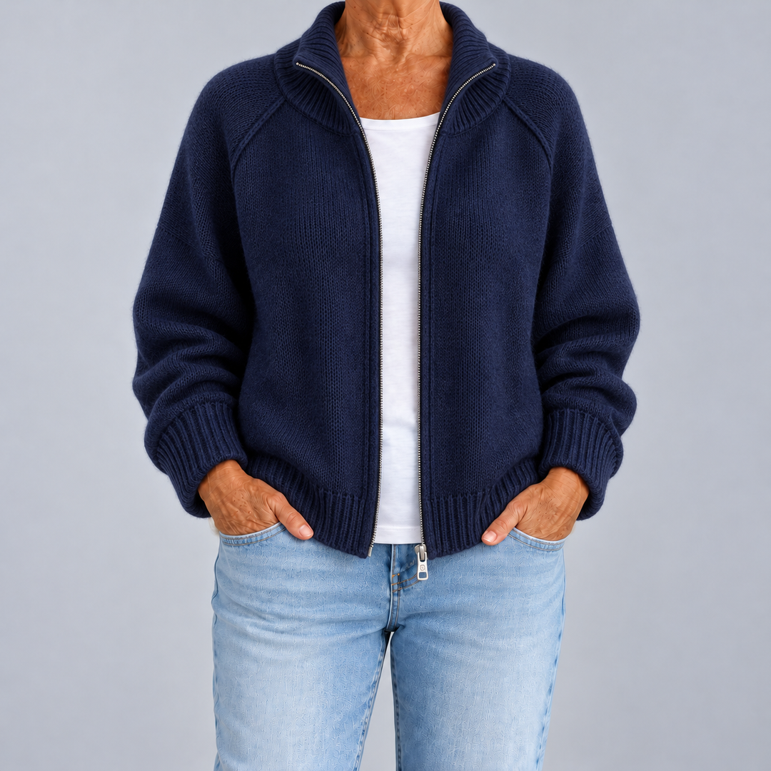 Dafne | Cardigan con Zip e Collo Alto