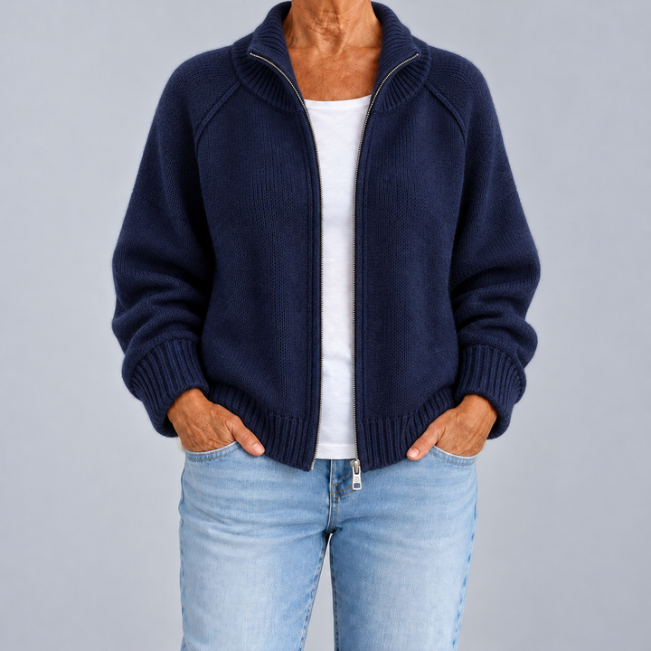 Dafne | Cardigan con Zip e Collo Alto