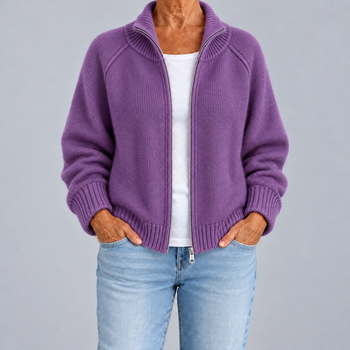 Dafne | Cardigan con Zip e Collo Alto