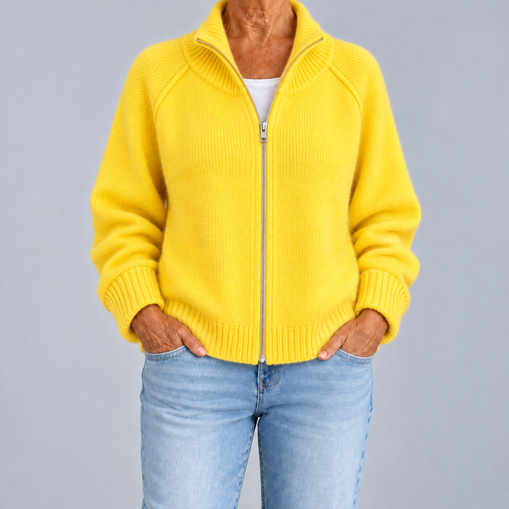Dafne | Cardigan con Zip e Collo Alto