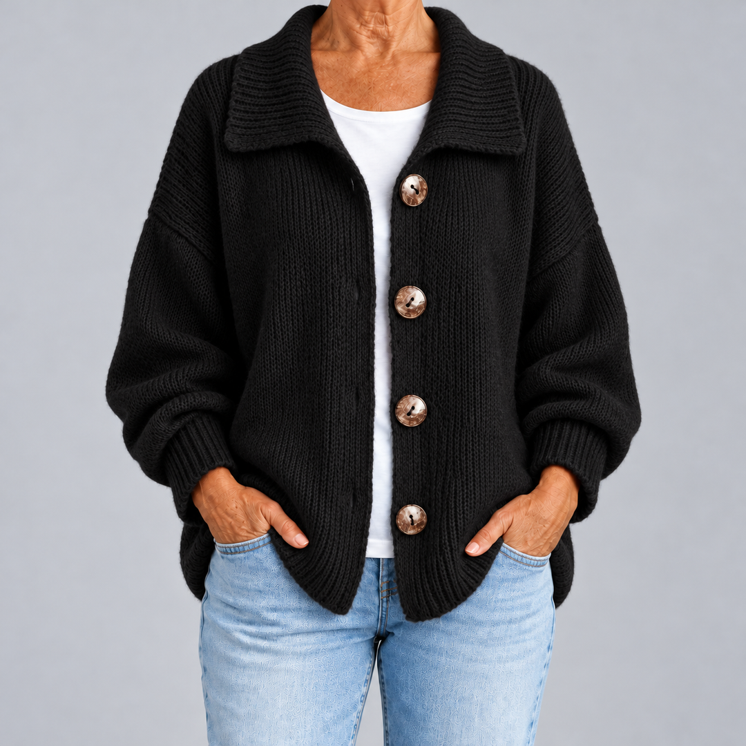 Chiara | Cardigan Oversize con Colletto e Bottoni