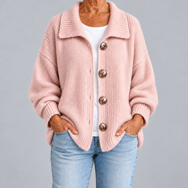 Chiara | Cardigan Oversize con Colletto e Bottoni