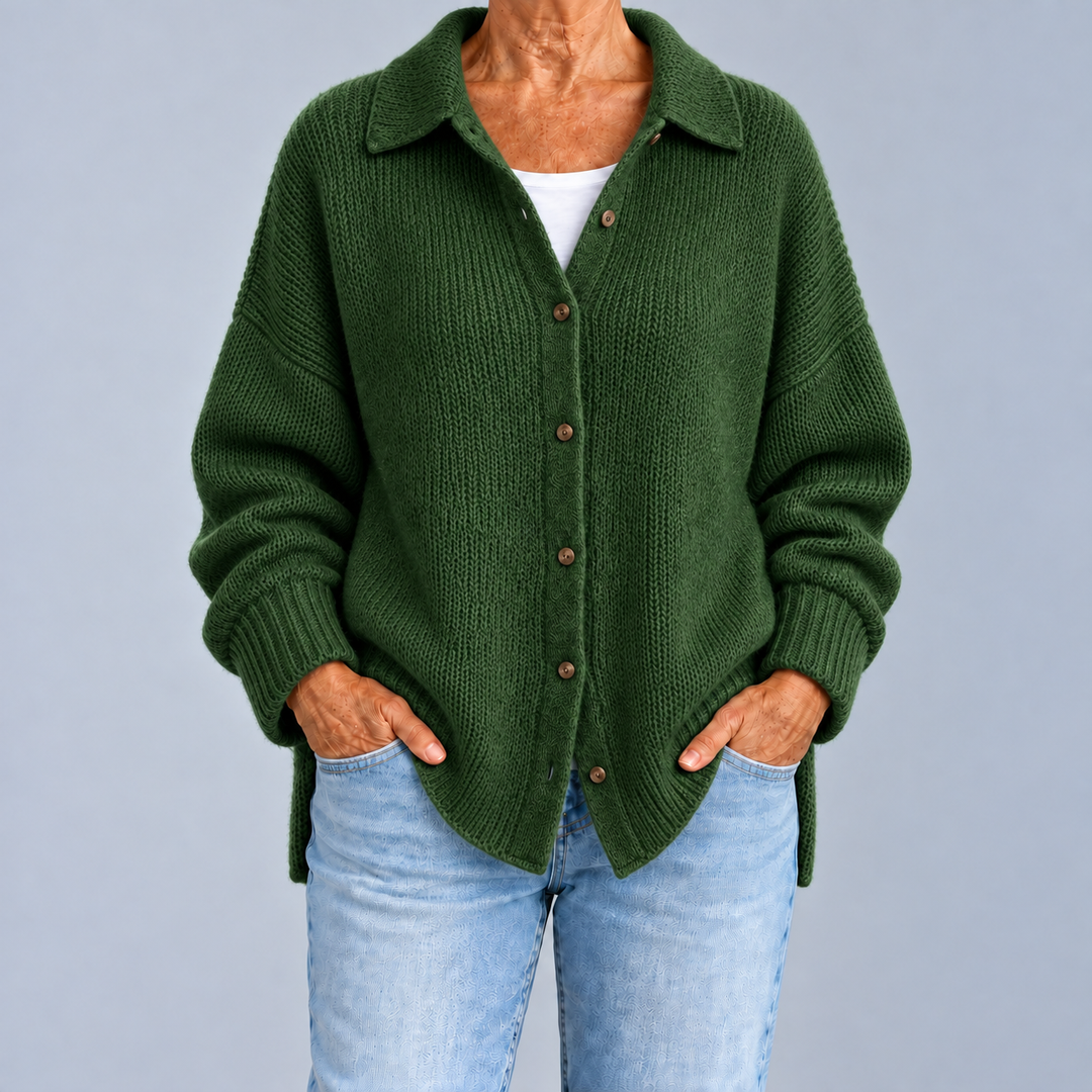 Laura | Cardigan Oversize con Colletto a Camicia