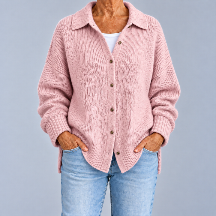 Laura | Cardigan Oversize con Colletto a Camicia