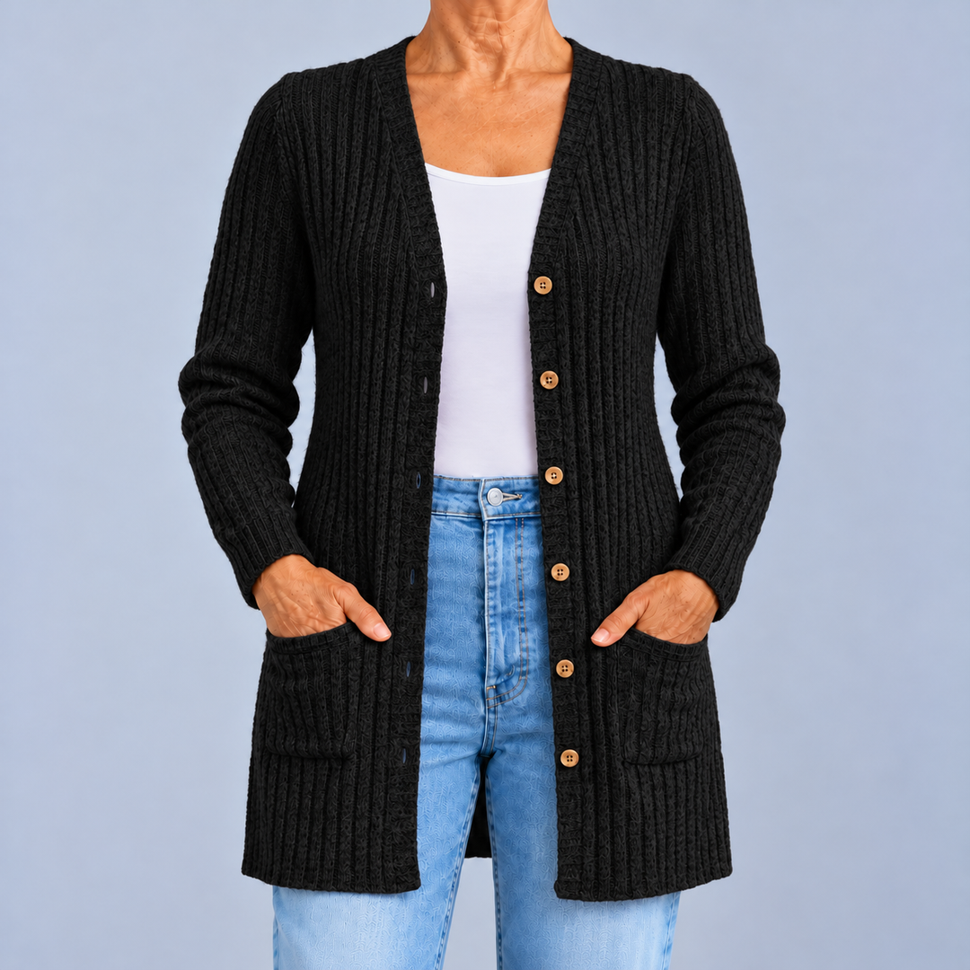 Paola | Cardigan a Coste con Scollo a V